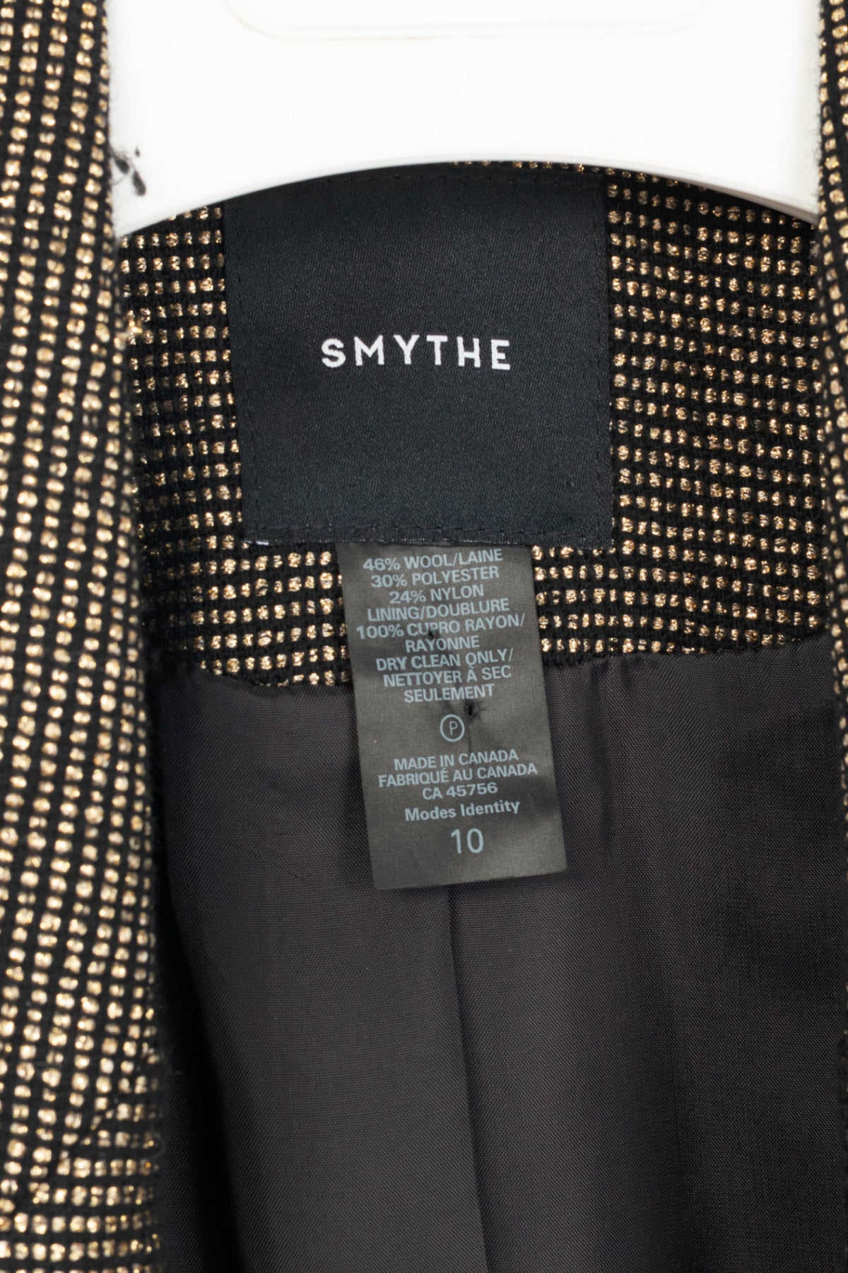 Smythe Metallic Gold Micro-Dot Peak Lapel Collar Blazer