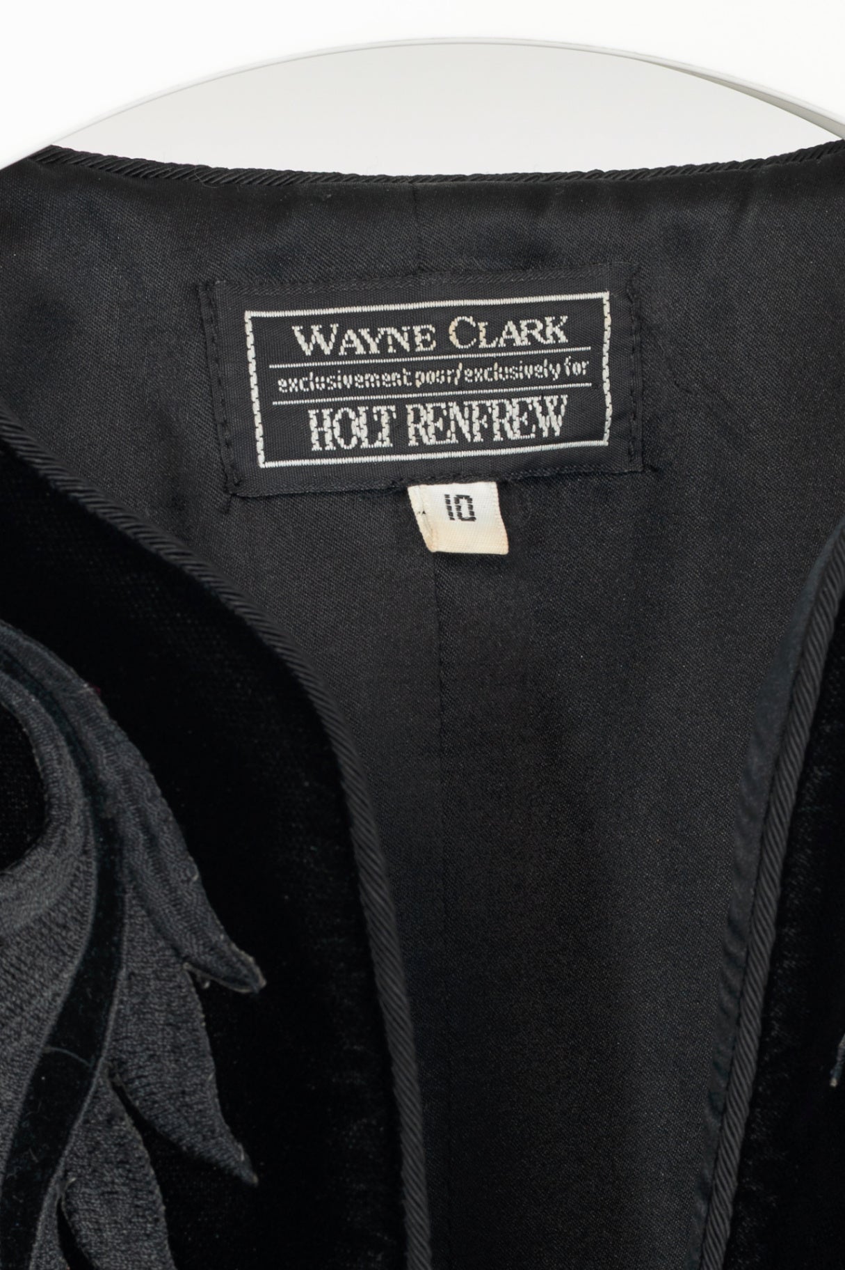 Wayne Clarke for Holt Renfrew Vintage Black Velvet Embroidered Cropped Jacket