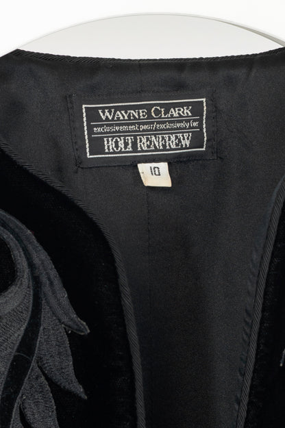 Wayne Clarke for Holt Renfrew Vintage Black Velvet Embroidered Cropped Jacket