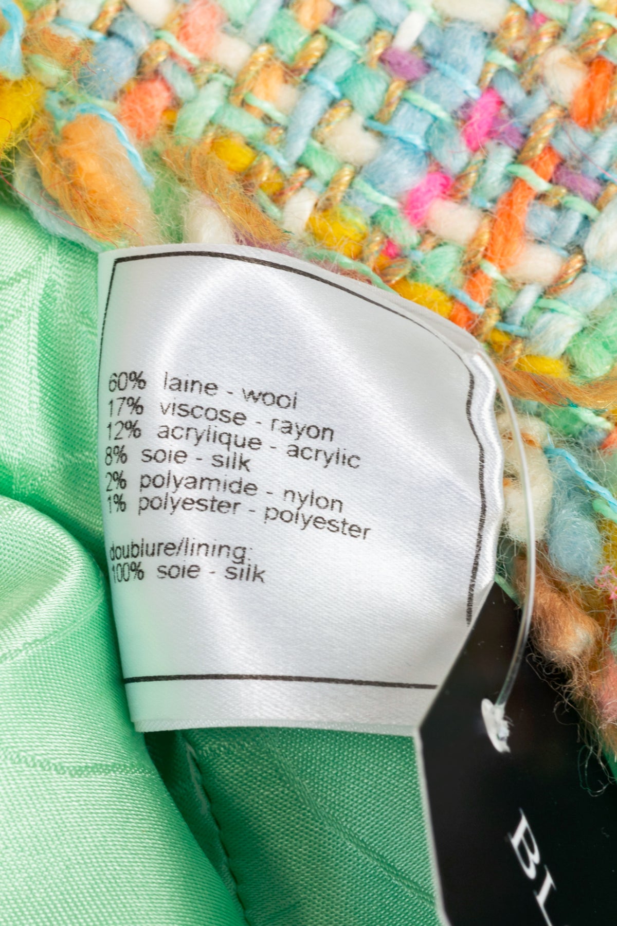 Chanel 01A Mint-Green Wool-Tweed Rosette-Trim Jacket