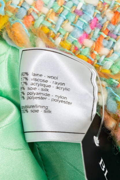 Chanel 01A Mint-Green Wool-Tweed Rosette-Trim Jacket
