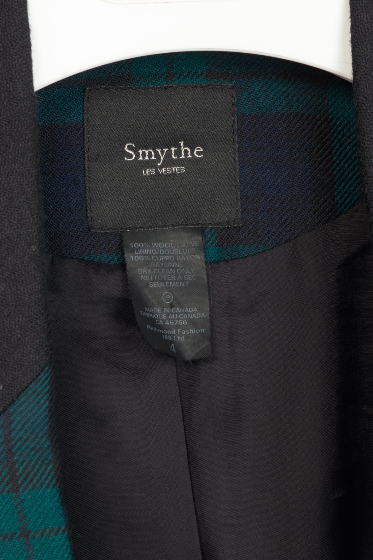 Smythe Green Plaid Wool-Flannel Peak Lapel Blazer
