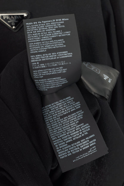 Prada Black Piqué & Re-Nylon Long-Sleeved Polo Shirt