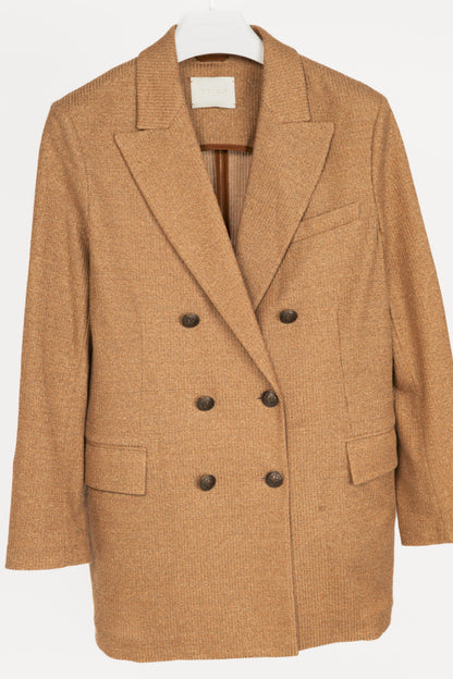 Circolo 1901 Desert Linen Ribbed-Knit Double-Breasted Jacket