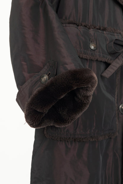 Chloe Brown Taffeta Faux-Shearling Coat