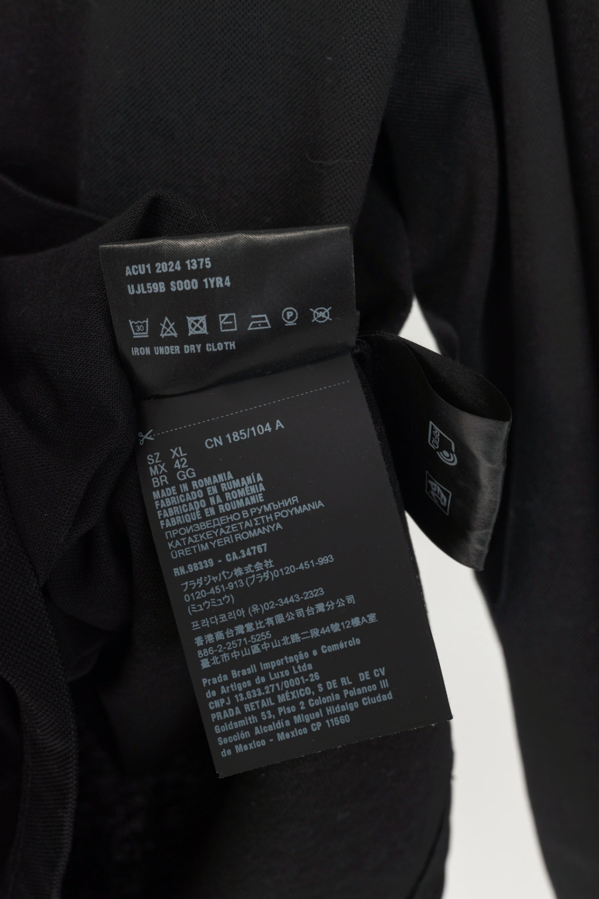 Prada Black Piqué & Re-Nylon Long-Sleeved Polo Shirt