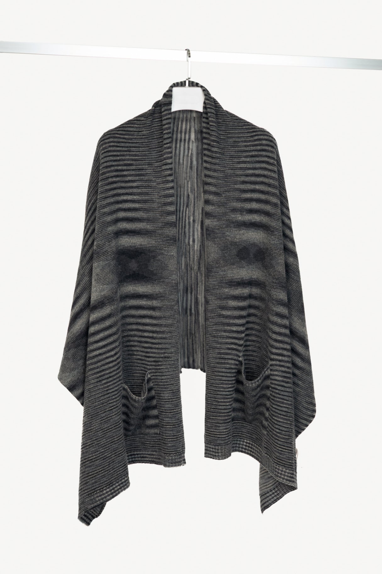 Missoni Grey Striped-Knit Shawl