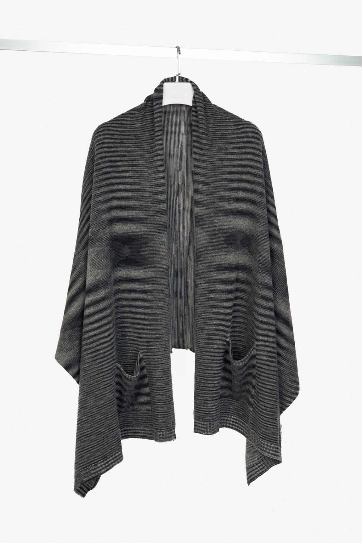 Missoni Grey Striped-Knit Shawl