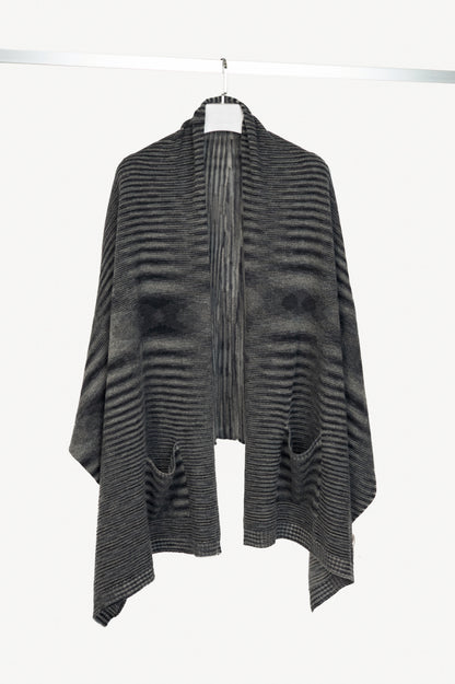 Missoni Grey Striped-Knit Shawl