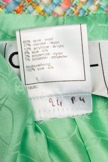 Chanel 01A Mint-Green Wool-Tweed Rosette-Trim Jacket