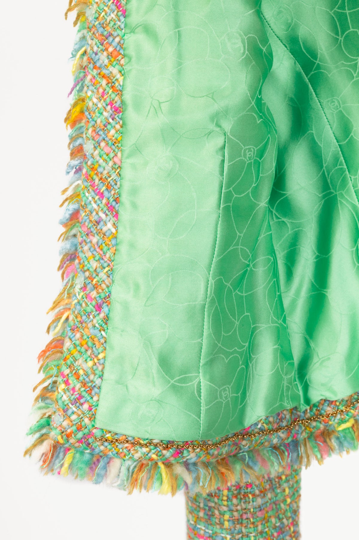 Chanel 01A Mint-Green Wool-Tweed Rosette-Trim Jacket
