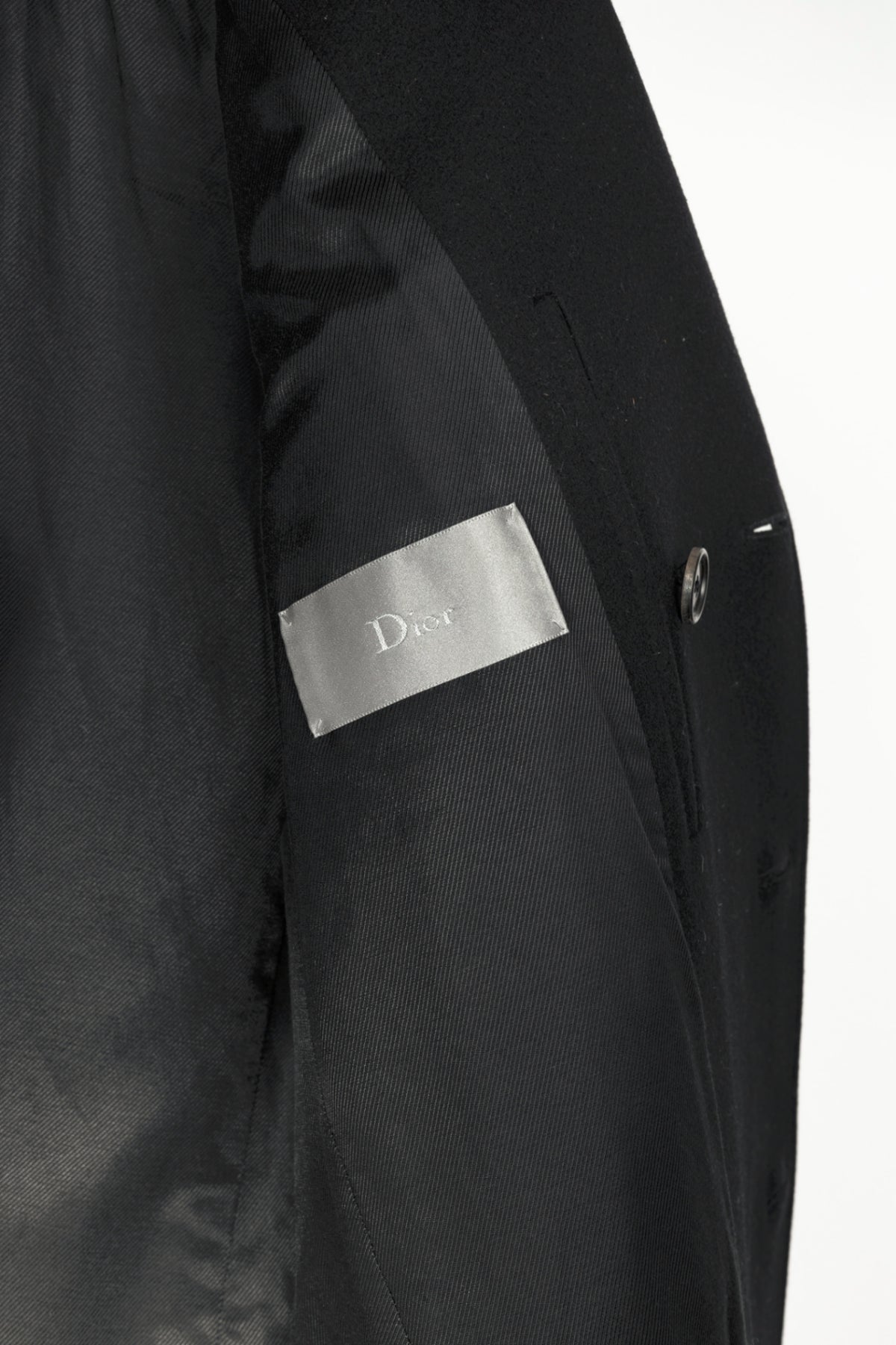 Dior Black Wool-Blend Short Double-Breasted Peacoat