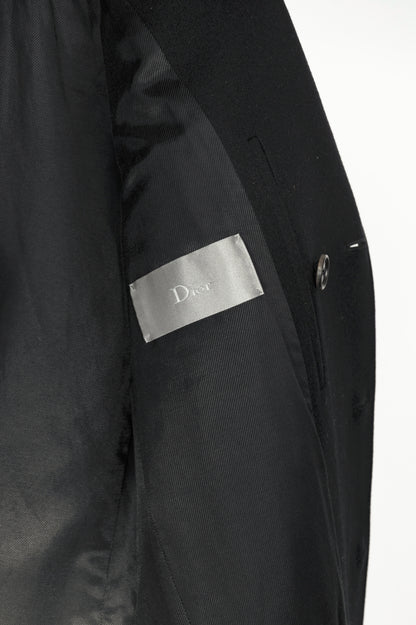Dior Black Wool-Blend Short Double-Breasted Peacoat