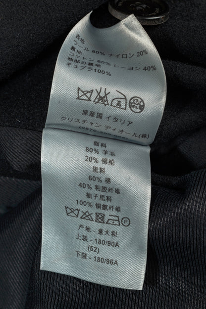 Dior Black Wool-Blend Short Double-Breasted Peacoat