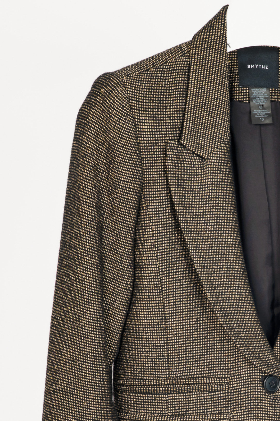 Smythe Metallic Gold Micro-Dot Peak Lapel Collar Blazer