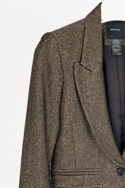 Smythe Metallic Gold Micro-Dot Peak Lapel Collar Blazer