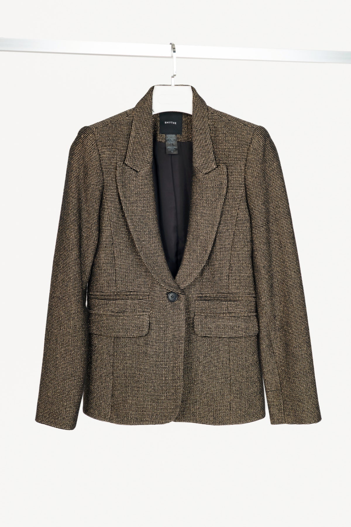 Smythe Metallic Gold Micro-Dot Peak Lapel Collar Blazer