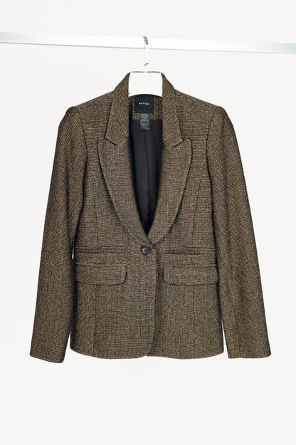 Smythe Metallic Gold Micro-Dot Peak Lapel Collar Blazer