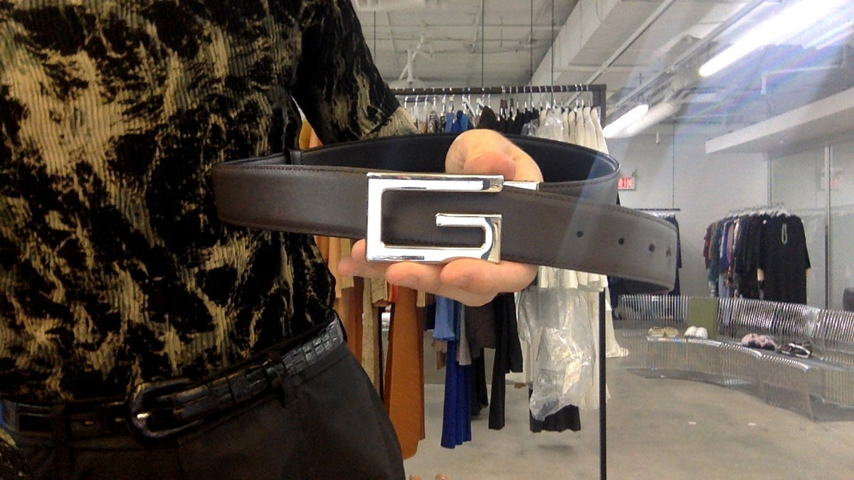 Gucci black brown single G Belt