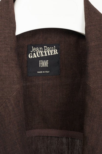 Jean Paul Gaultier Femme SS04 Runway Brown Linen Cutout Lace-Up Blazer