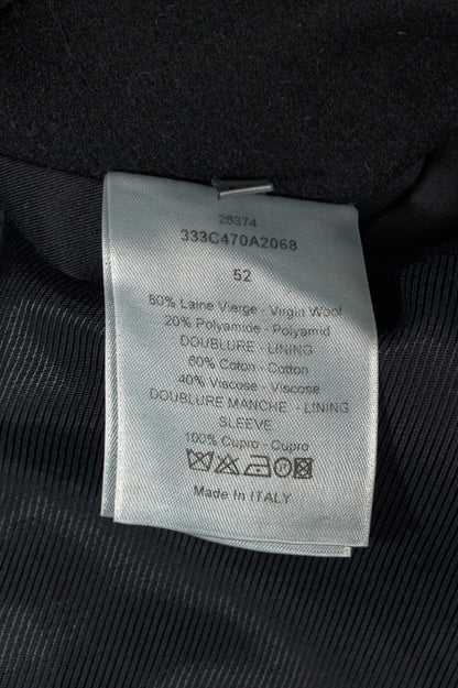 Dior Black Wool-Blend Short Double-Breasted Peacoat