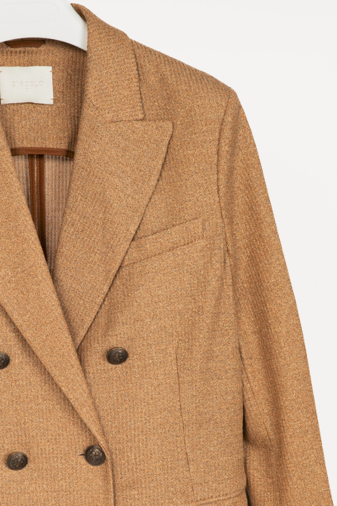 Circolo 1901 Desert Linen Ribbed-Knit Double-Breasted Jacket