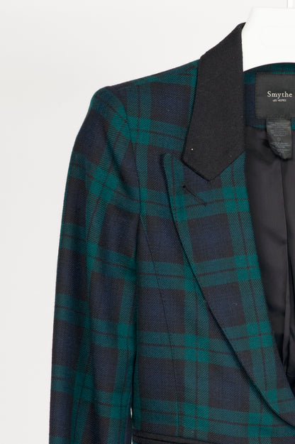 Smythe Green Plaid Wool-Flannel Peak Lapel Blazer
