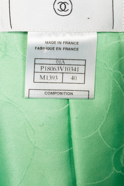 Chanel 01A Mint-Green Wool-Tweed Rosette-Trim Jacket