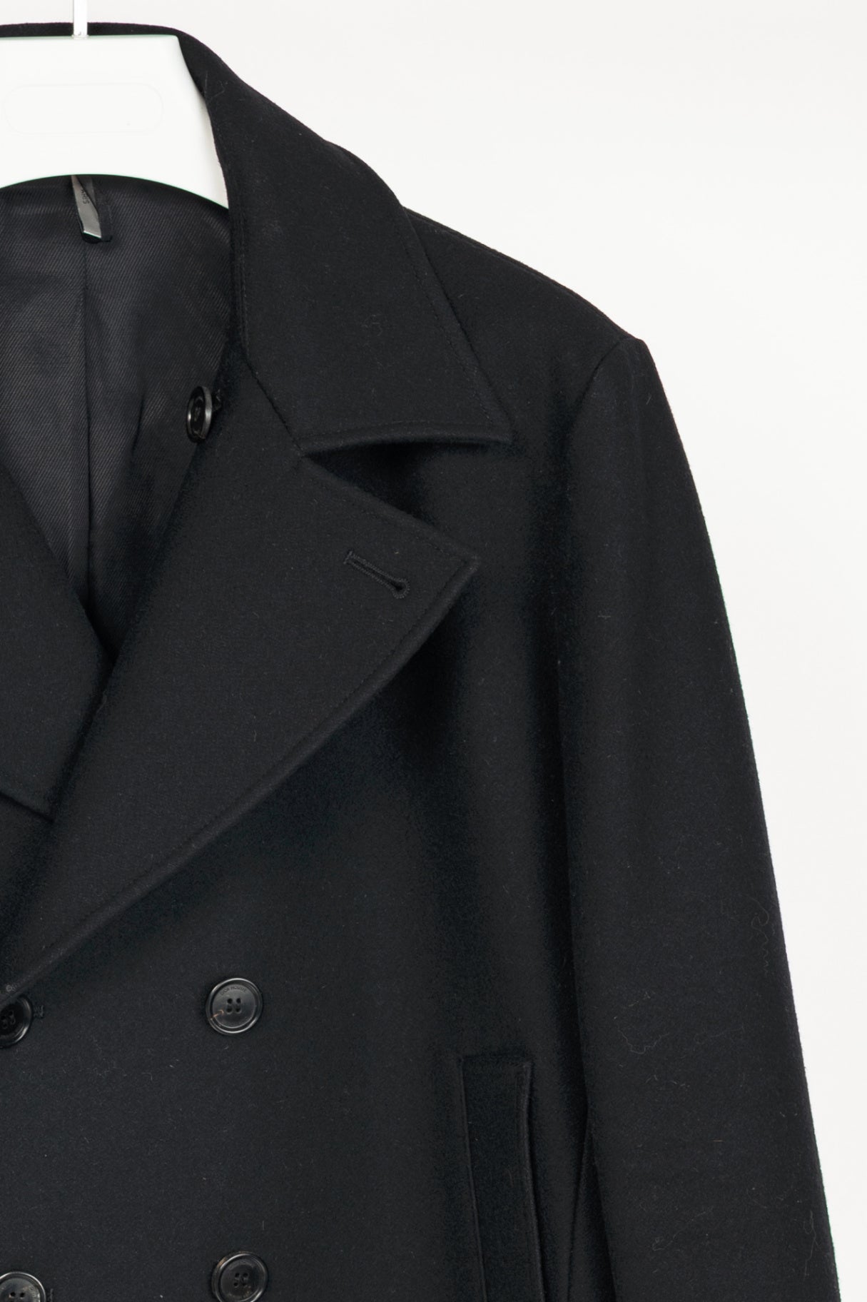 Dior Black Wool-Blend Short Double-Breasted Peacoat