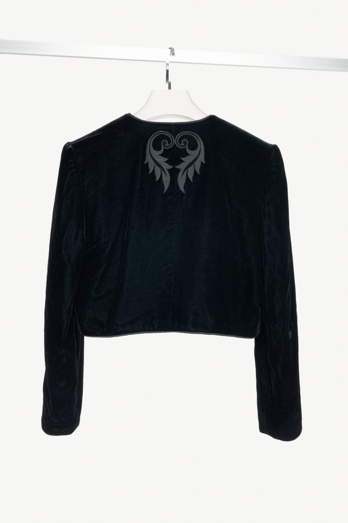 Wayne Clarke for Holt Renfrew Vintage Black Velvet Embroidered Cropped Jacket