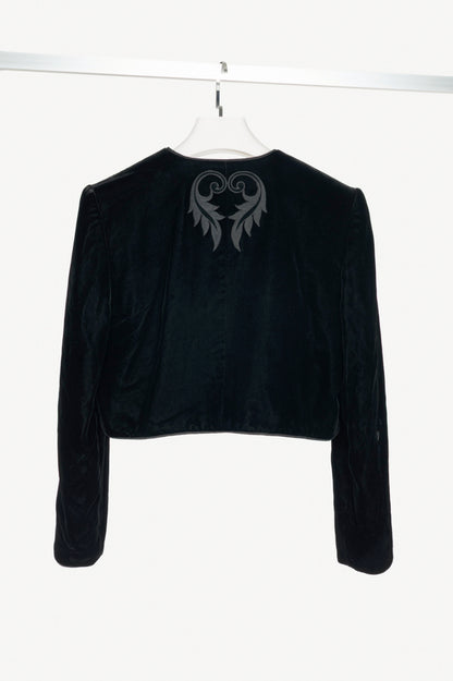 Wayne Clarke for Holt Renfrew Vintage Black Velvet Embroidered Cropped Jacket