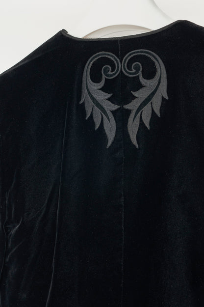 Wayne Clarke for Holt Renfrew Vintage Black Velvet Embroidered Cropped Jacket