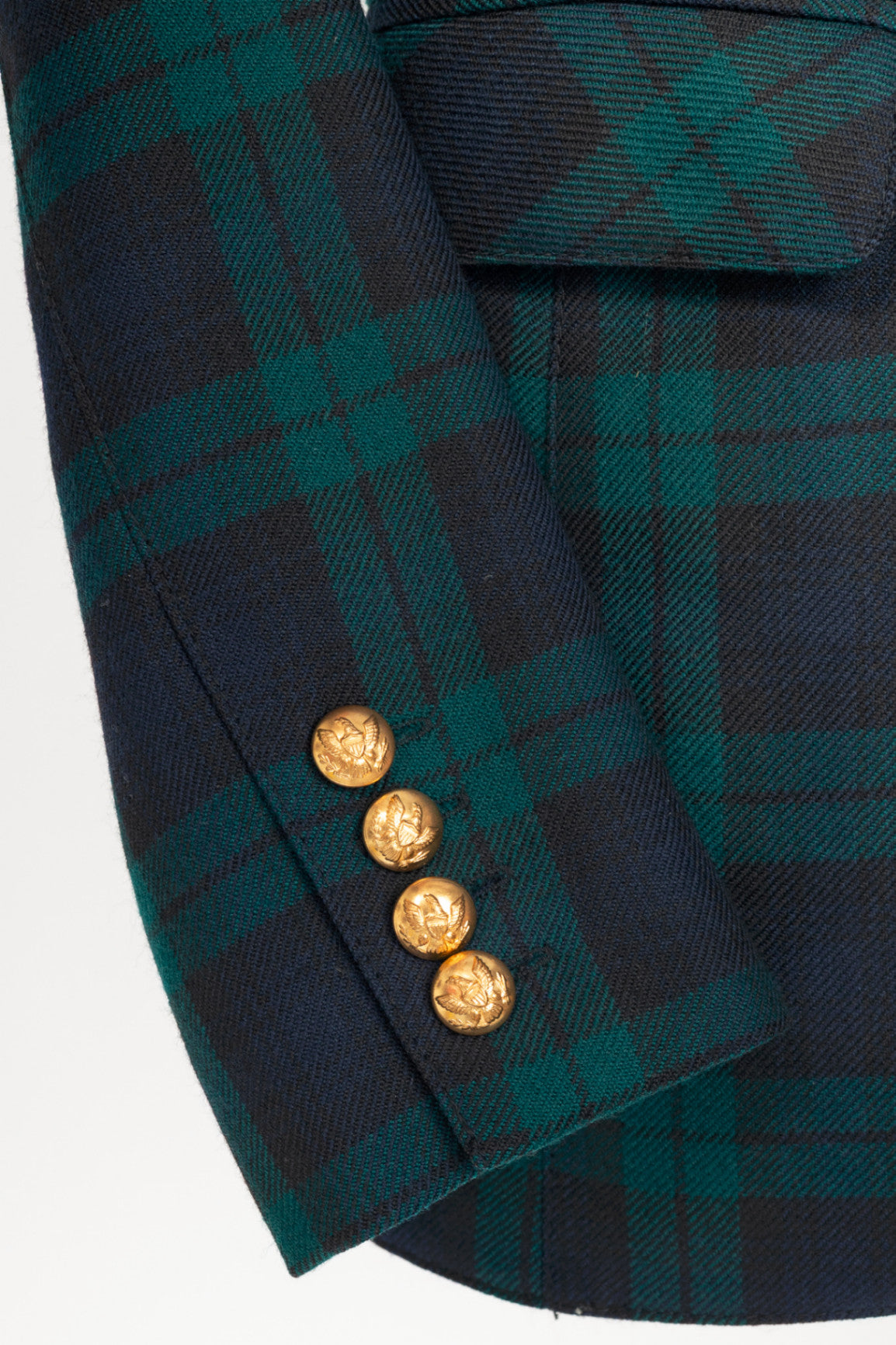 Smythe Green Plaid Wool-Flannel Peak Lapel Blazer
