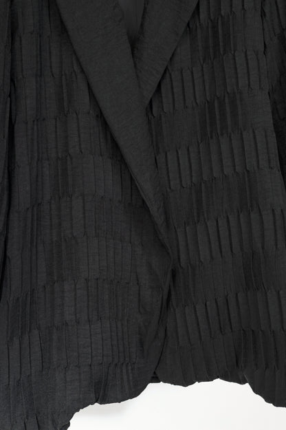 Italian Black Pleated-Twill Open-Front Blazer