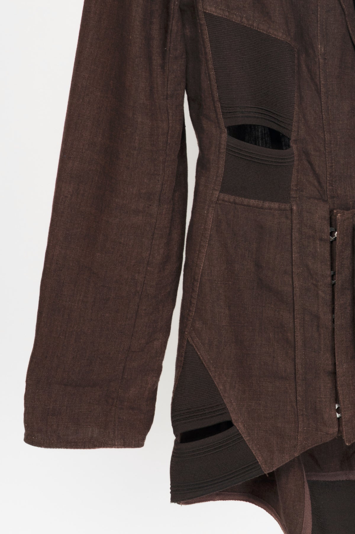 Jean Paul Gaultier Femme SS04 Runway Brown Linen Cutout Lace-Up Blazer