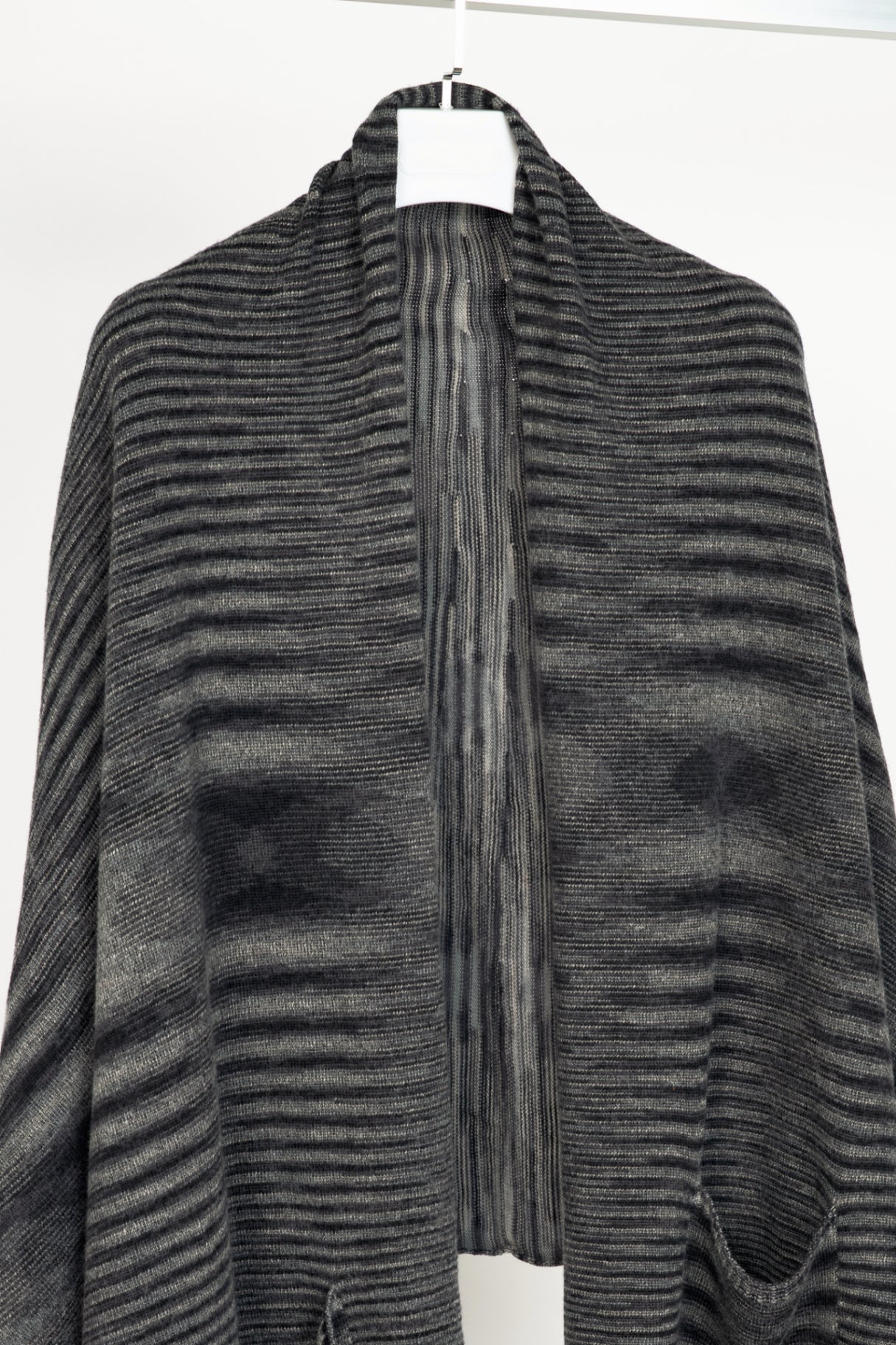 Missoni Grey Striped-Knit Shawl