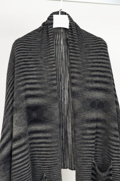 Missoni Grey Striped-Knit Shawl