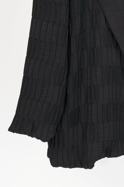 Italian Black Pleated-Twill Open-Front Blazer