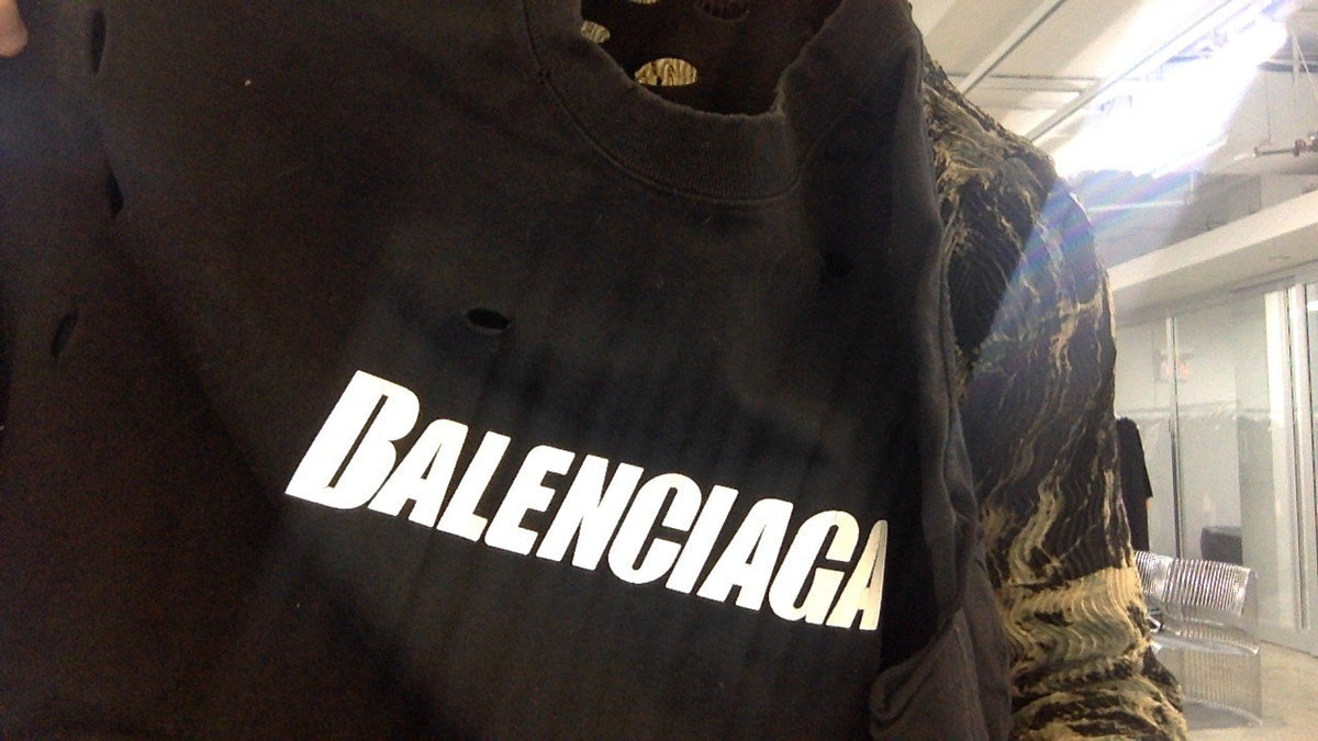 Balenciaga Black ripped logo tee