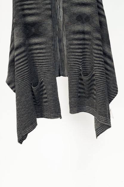 Missoni Grey Striped-Knit Shawl