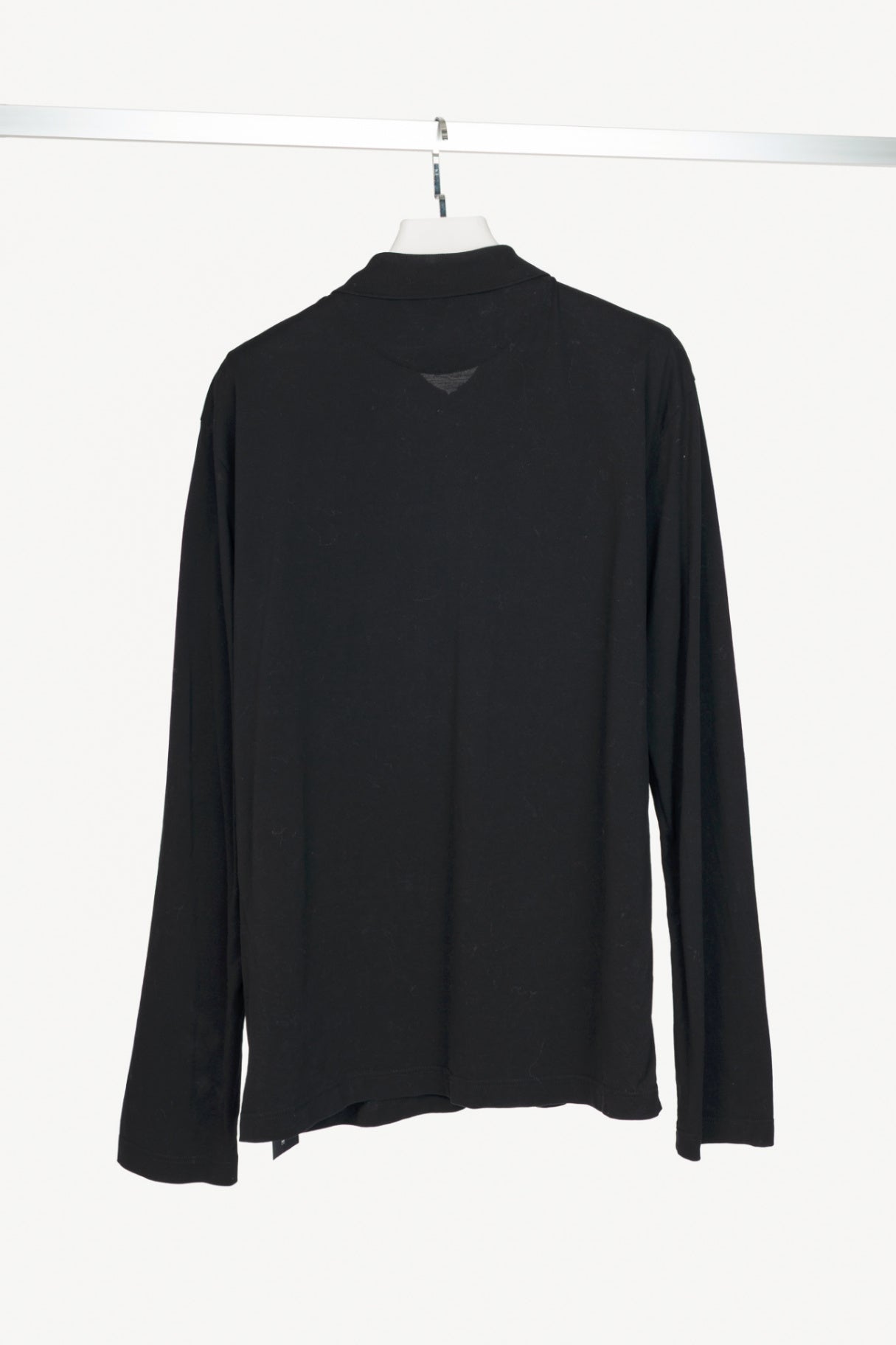 Prada Black Piqué & Re-Nylon Long-Sleeved Polo Shirt