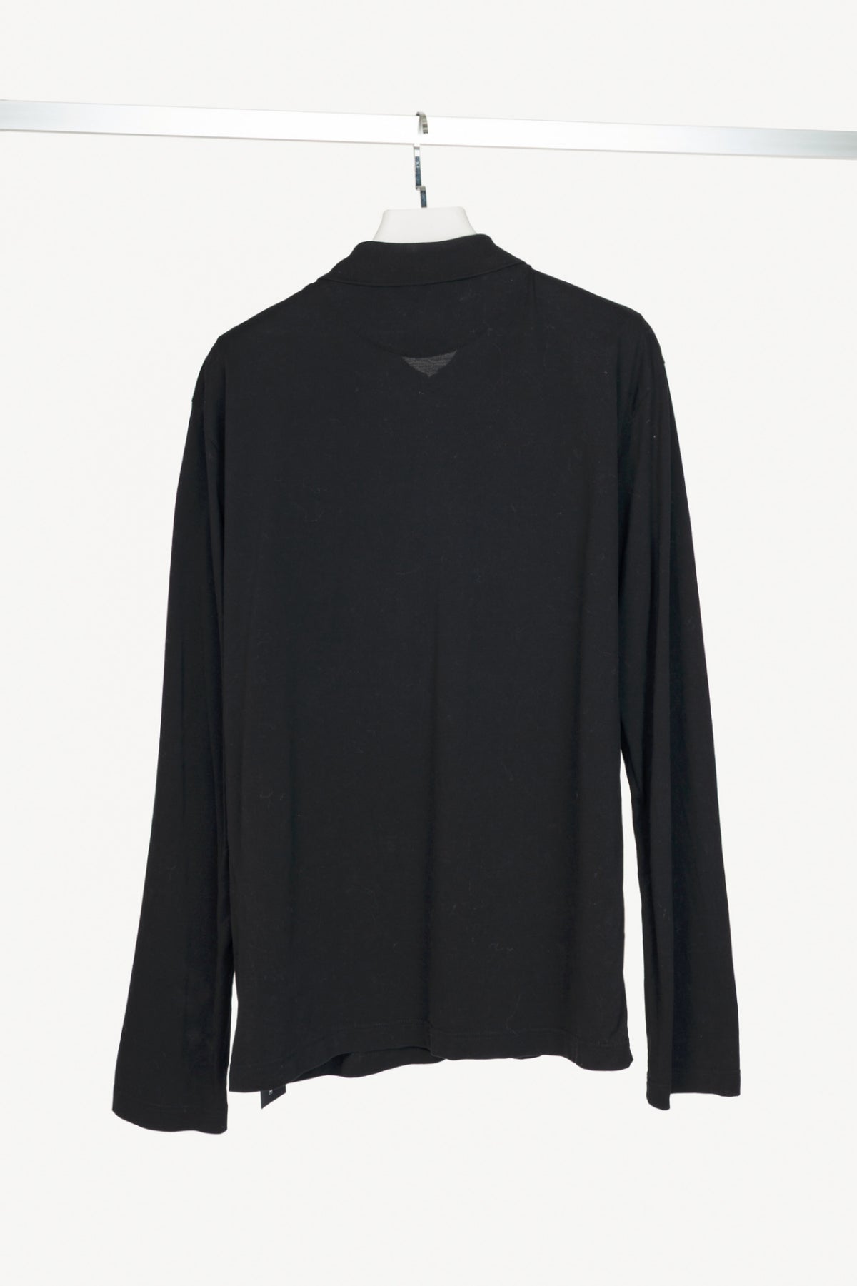 Prada Black Piqué & Re-Nylon Long-Sleeved Polo Shirt