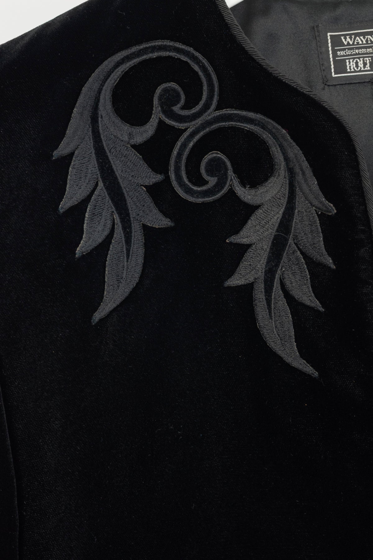 Wayne Clarke for Holt Renfrew Vintage Black Velvet Embroidered Cropped Jacket