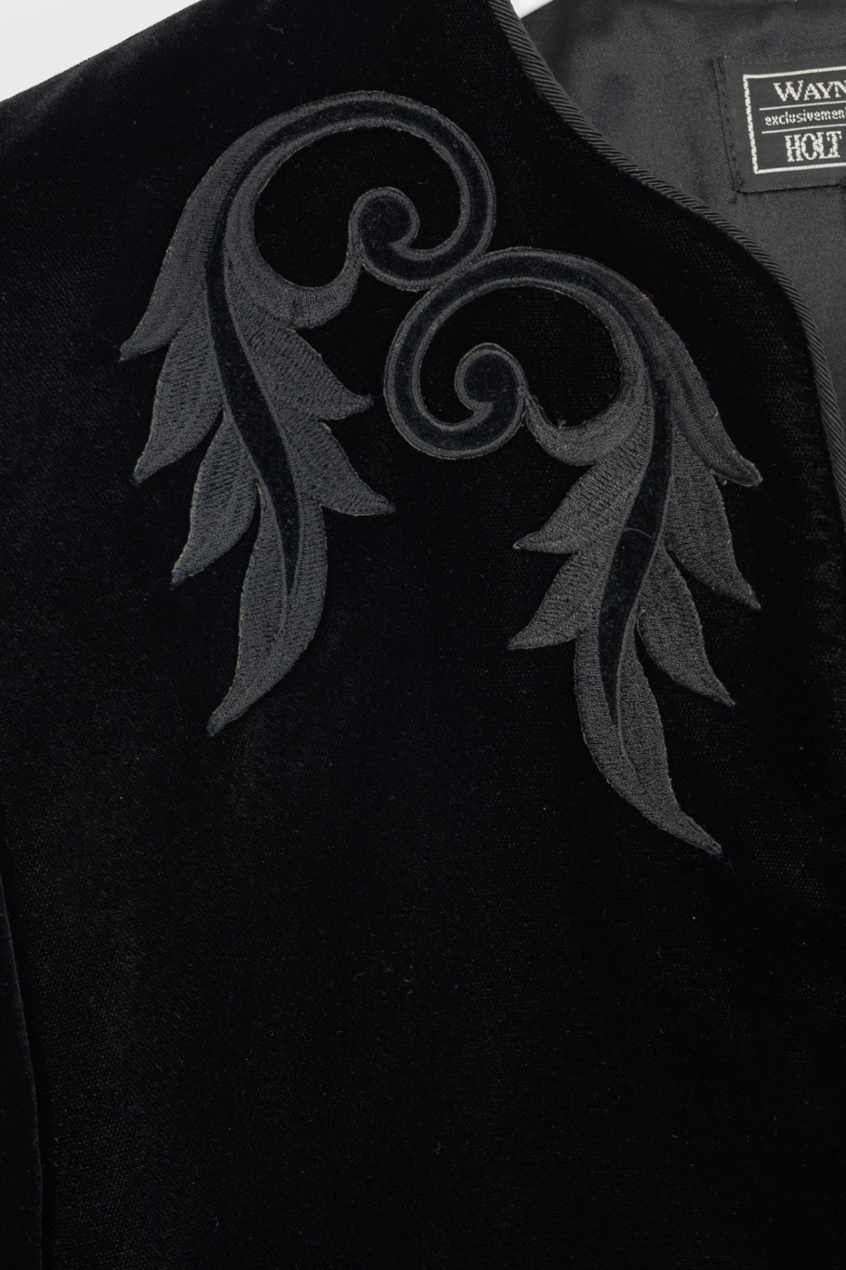 Wayne Clarke for Holt Renfrew Vintage Black Velvet Embroidered Cropped Jacket