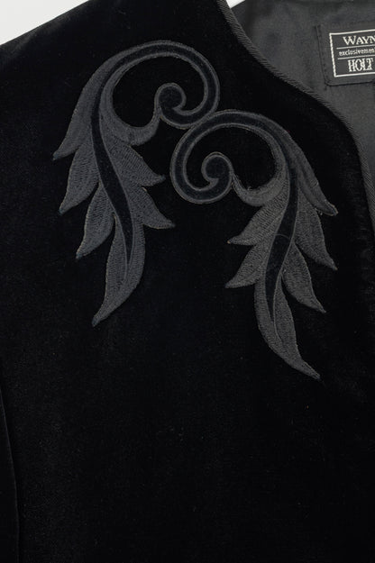 Wayne Clarke for Holt Renfrew Vintage Black Velvet Embroidered Cropped Jacket