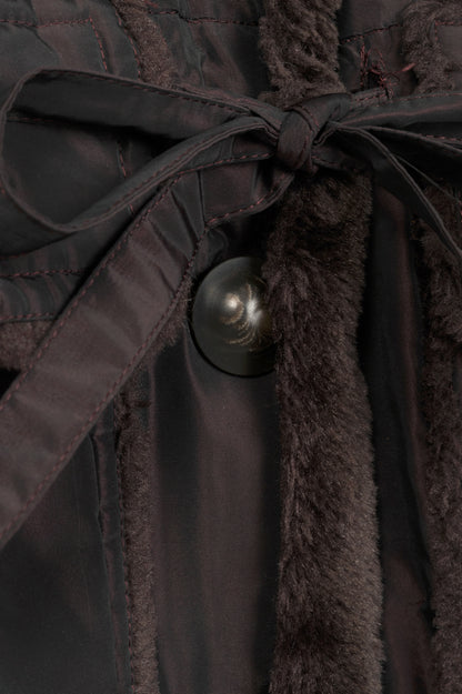 Chloe Brown Taffeta Faux-Shearling Coat