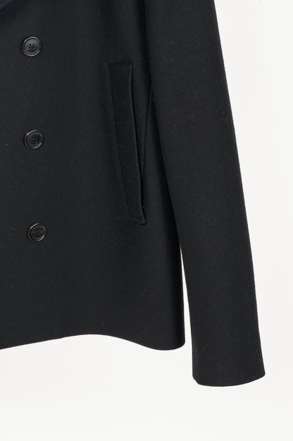 Dior Black Wool-Blend Short Double-Breasted Peacoat