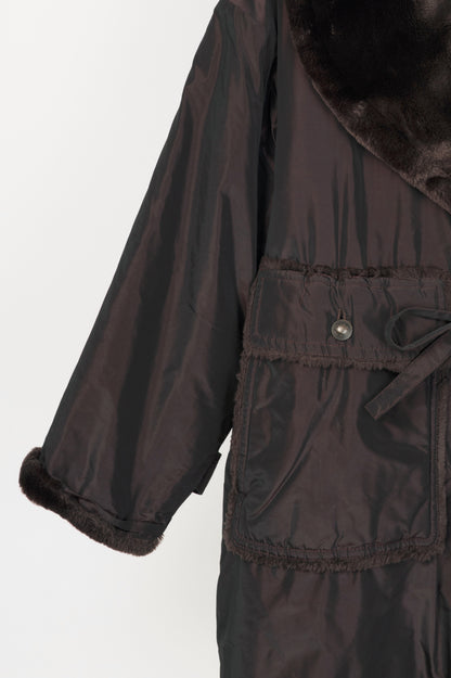 Chloe Brown Taffeta Faux-Shearling Coat