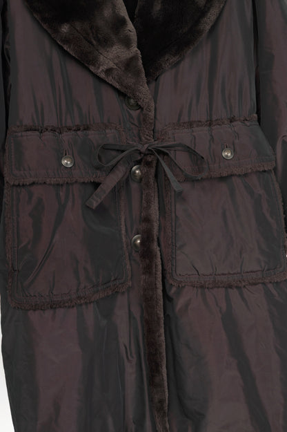 Chloe Brown Taffeta Faux-Shearling Coat