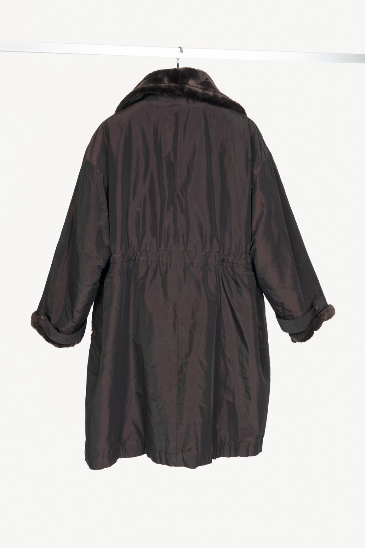 Chloe Brown Taffeta Faux-Shearling Coat